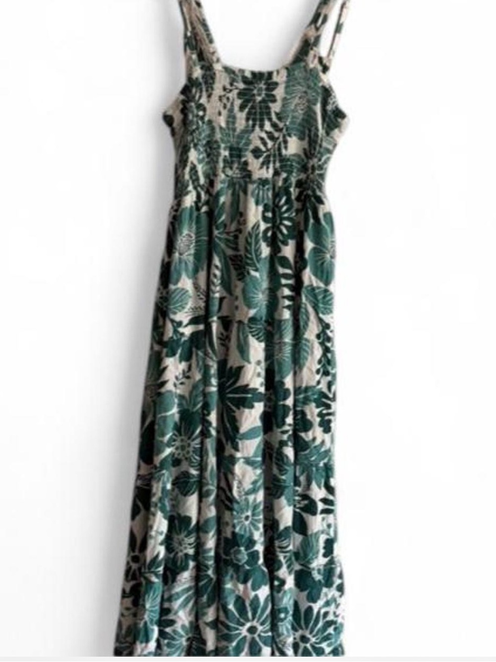 Boho Teal and Cream Floral Maxi Dress with Embellished Empire Waist - Picture 4 of 5